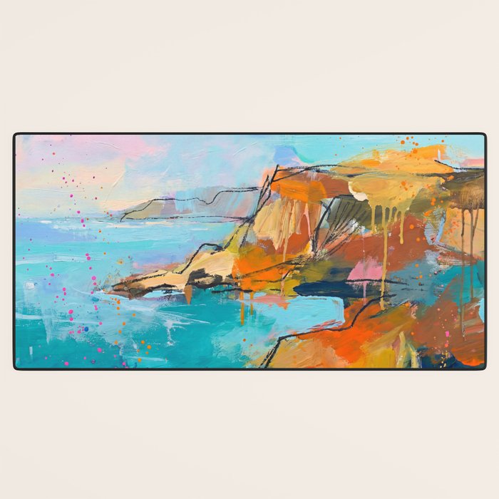 Abstract Northern Ireland Coastline - Vibrant Irish Seascape Art Print Desk Mat Gallery Image 3