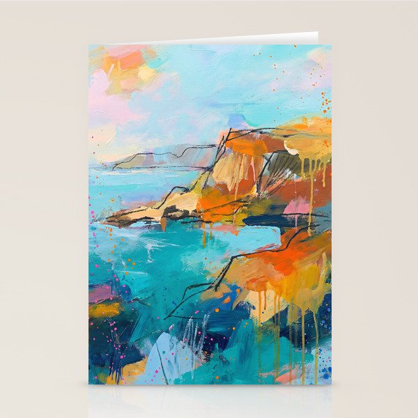 Abstract Northern Ireland Coastline - Vibrant Irish Seascape Art Print Stationery Card Gallery Image 2