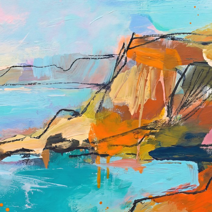 Abstract Northern Ireland Coastline - Vibrant Irish Seascape Art Print Coffee Mug Gallery Image 2