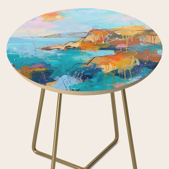 Abstract Northern Ireland Coastline - Vibrant Irish Seascape Art Print Side Table Gallery Image 2