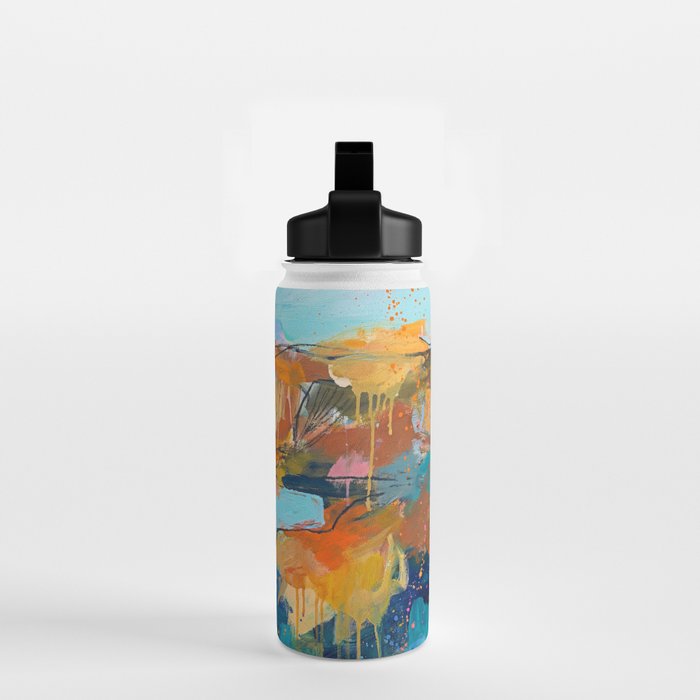 Abstract Northern Ireland Coastline - Vibrant Irish Seascape Art Print Water Bottle Gallery Image 2
