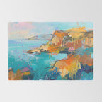 Abstract Northern Ireland Coastline - Vibrant Irish Seascape Art Print Rug Gallery Image 2
