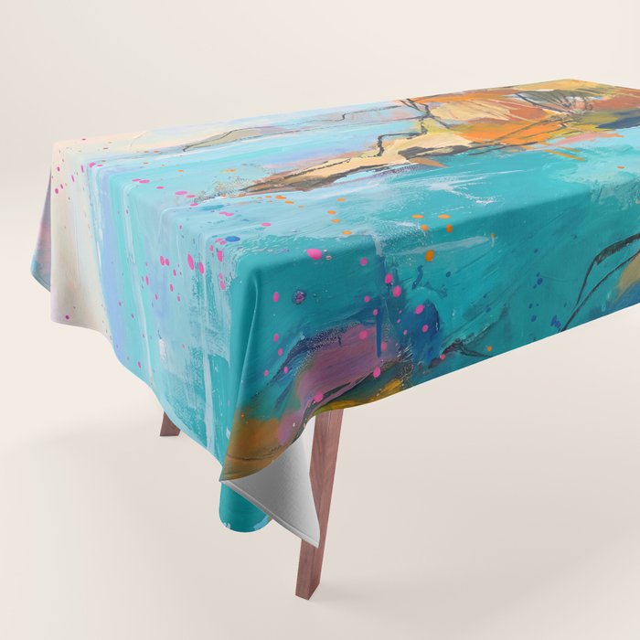 Abstract Northern Ireland Coastline - Vibrant Irish Seascape Art Print Tablecloth Gallery Image 1
