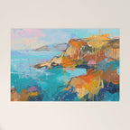 Abstract Northern Ireland Coastline - Vibrant Irish Seascape Art Print Welcome Mat Gallery Image 1
