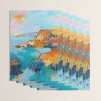 Abstract Northern Ireland Coastline - Vibrant Irish Seascape Art Print Wrapping Paper Gallery Image 3