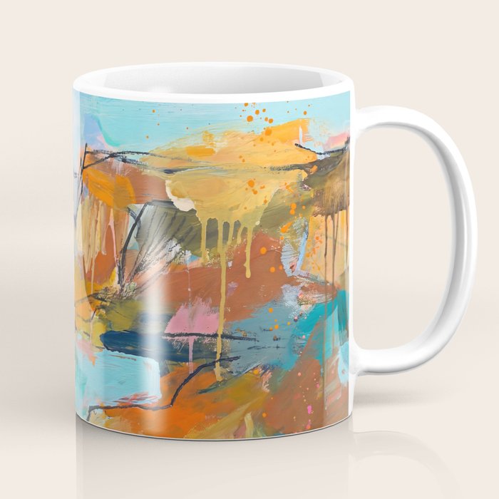 Abstract Northern Ireland Coastline - Vibrant Irish Seascape Art Print Coffee Mug Gallery Image 1