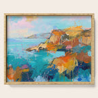 Abstract Northern Ireland Coastline - Vibrant Irish Seascape Art Print Serving Tray Gallery Image 1