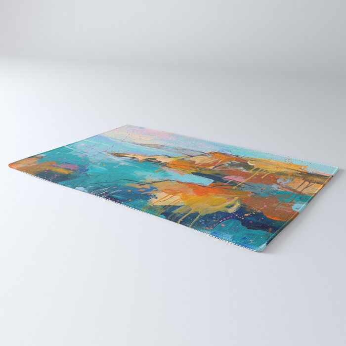 Abstract Northern Ireland Coastline - Vibrant Irish Seascape Art Print Rug Gallery Image 3