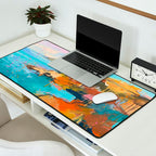 Abstract Northern Ireland Coastline - Vibrant Irish Seascape Art Print Desk Mat Gallery Image 2