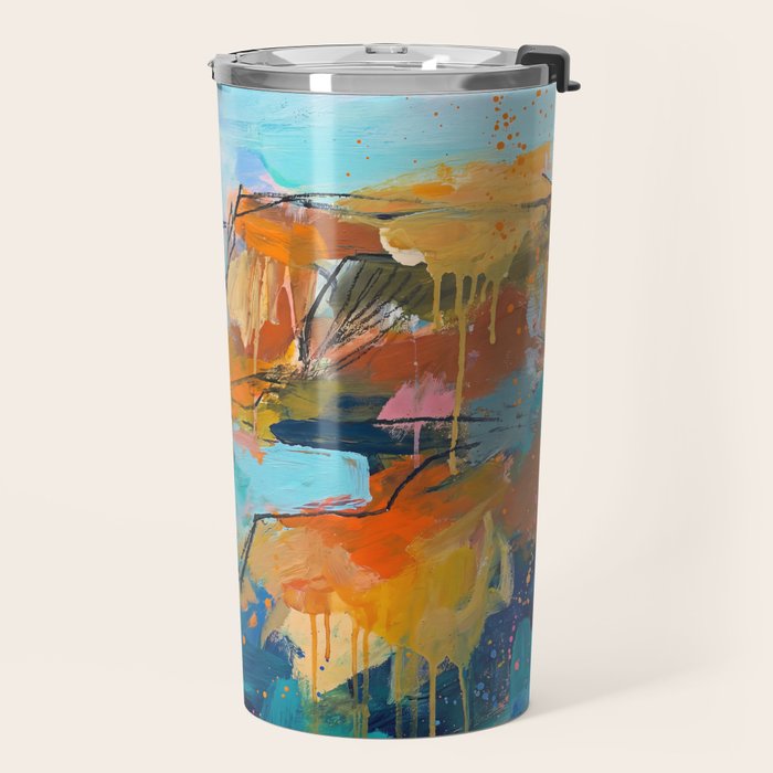 Abstract Northern Ireland Coastline - Vibrant Irish Seascape Art Print Travel Mug Gallery Image 2