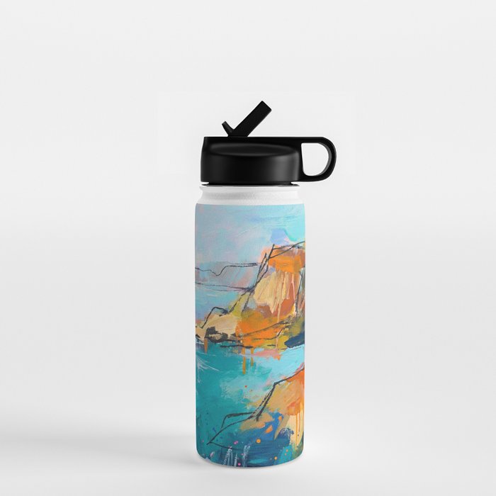 Abstract Northern Ireland Coastline - Vibrant Irish Seascape Art Print Water Bottle Gallery Image 1