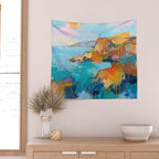 Abstract Northern Ireland Coastline - Vibrant Irish Seascape Art Print Wall Tapestry Gallery Image 2