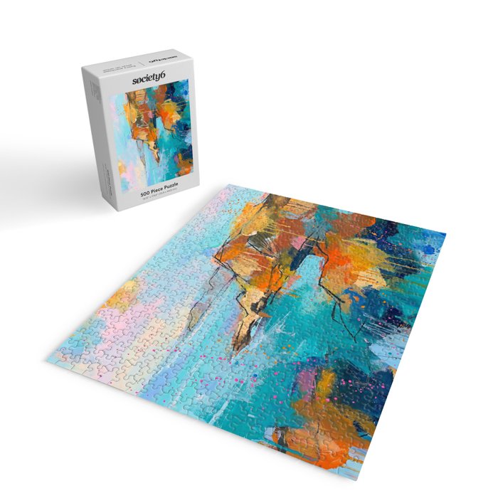 Abstract Northern Ireland Coastline - Vibrant Irish Seascape Art Print Jigsaw Puzzle Gallery Image 2