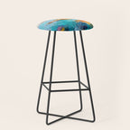 Abstract Northern Ireland Coastline - Vibrant Irish Seascape Art Print Stool Gallery Image 1