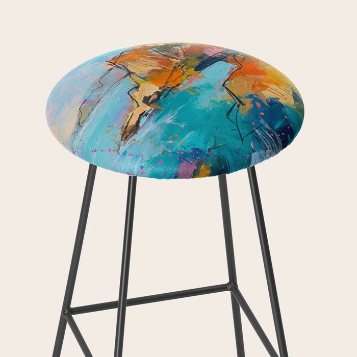 Abstract Northern Ireland Coastline - Vibrant Irish Seascape Art Print Stool Gallery Image 2