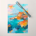Abstract Northern Ireland Coastline - Vibrant Irish Seascape Art Print Wrapping Paper Gallery Image 1