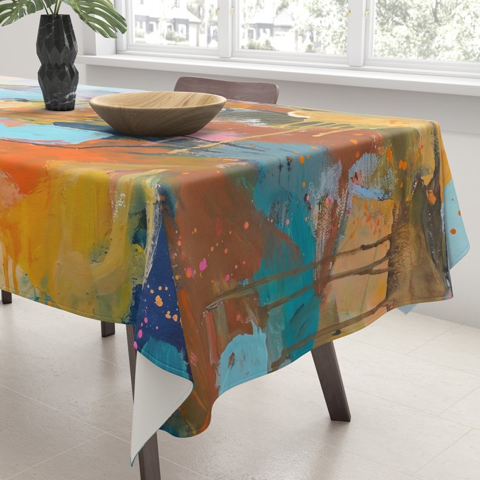 Abstract Northern Ireland Coastline - Vibrant Irish Seascape Art Print Tablecloth Gallery Image 3
