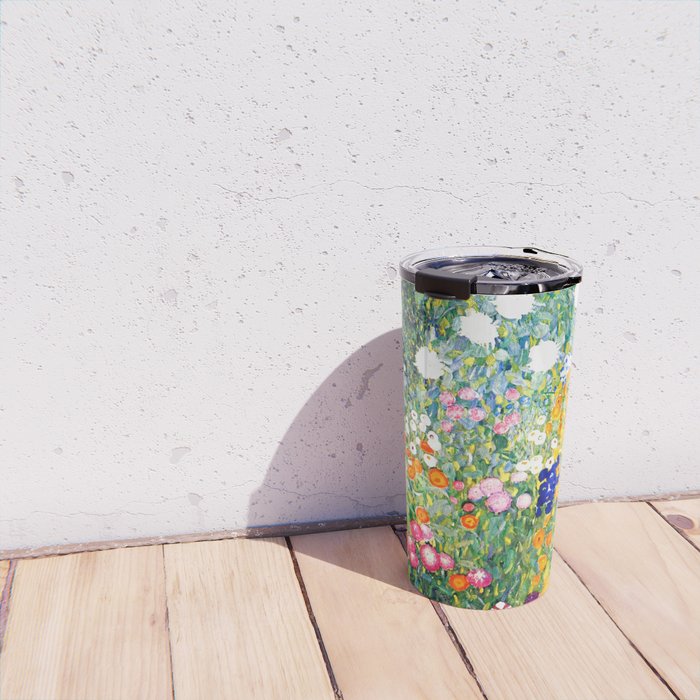 Gustav Klimt Flower Garden  vibrant Travel Mug Gallery Image 4