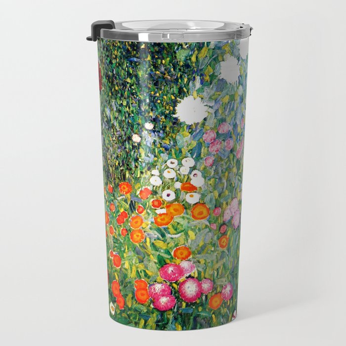 Gustav Klimt Flower Garden  vibrant Travel Mug Gallery Image 3