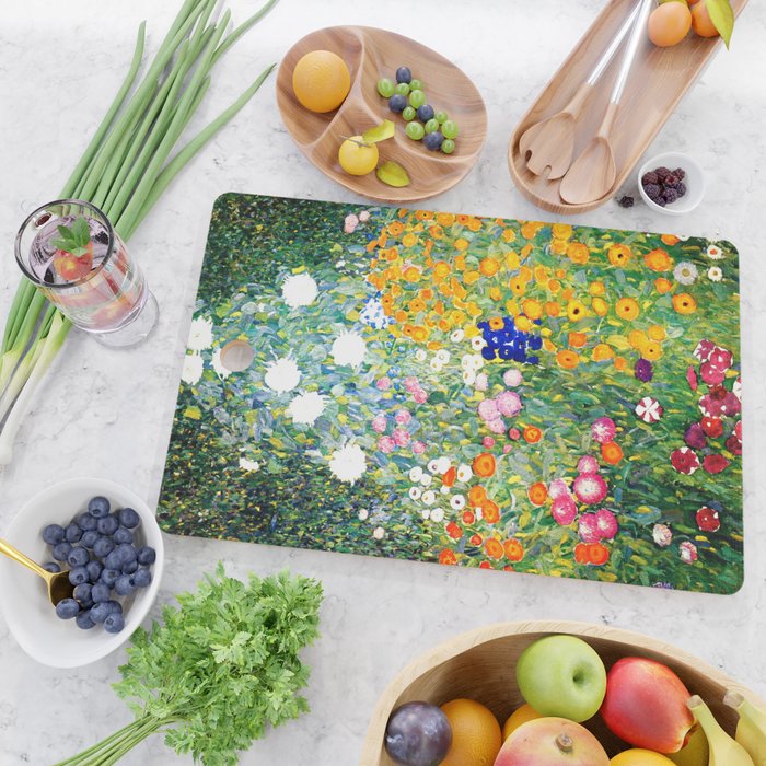 Gustav Klimt Flower Garden  vibrant Cutting Board Gallery Image 2