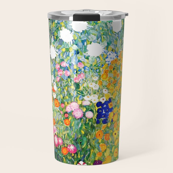 Gustav Klimt Flower Garden  vibrant Travel Mug Gallery Image 1