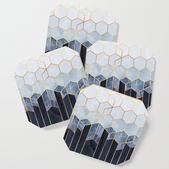 Soft Blue Hexagons Coaster Gallery Image 1