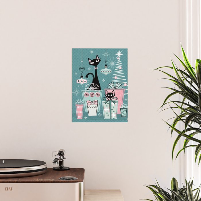 Vintage Kitty Christmas II sxs6- ©studioxtine Poster Gallery Image 2