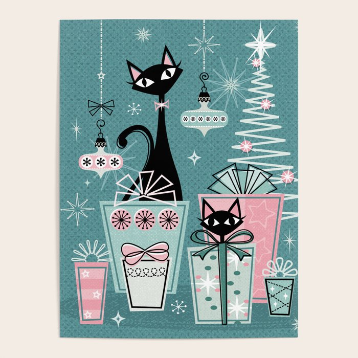 Vintage Kitty Christmas II sxs6- ©studioxtine Poster Gallery Image 1