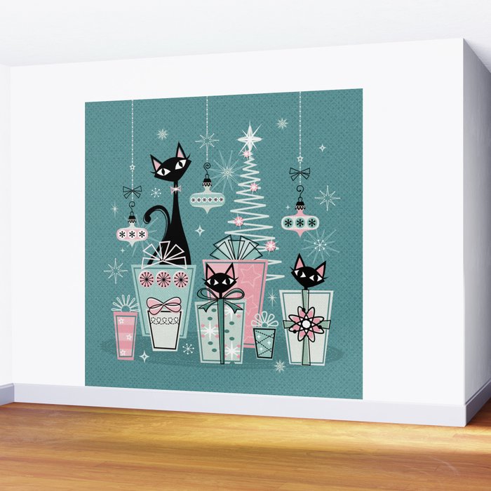Vintage Kitty Christmas II sxs6- ©studioxtine Wall Mural Gallery Image 2