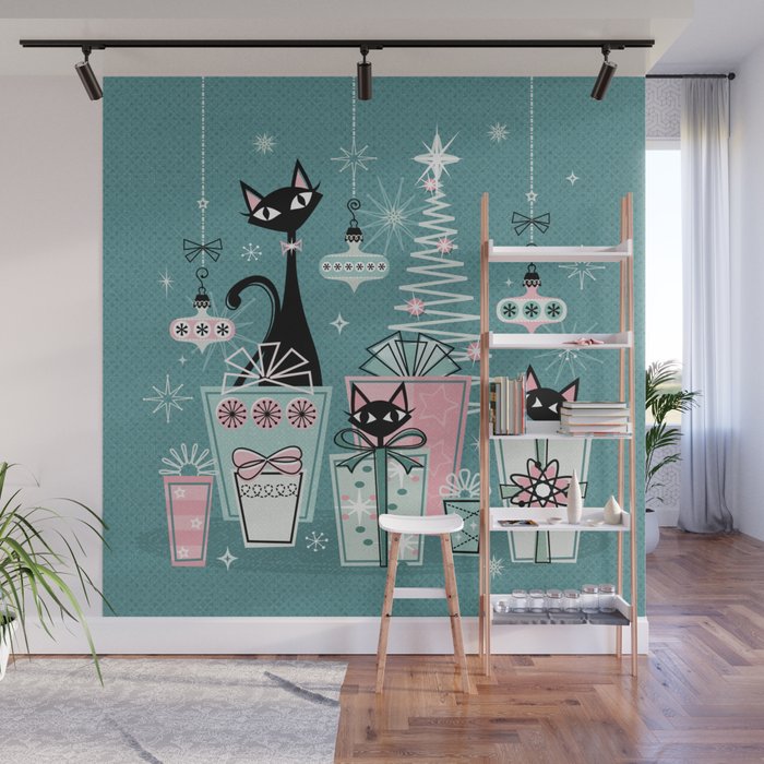 Vintage Kitty Christmas II sxs6- ©studioxtine Wall Mural Gallery Image 1