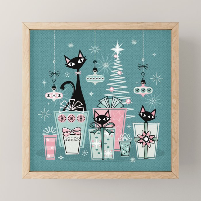 Vintage Kitty Christmas II sxs6- ©studioxtine Mini Art Print Gallery Image 1