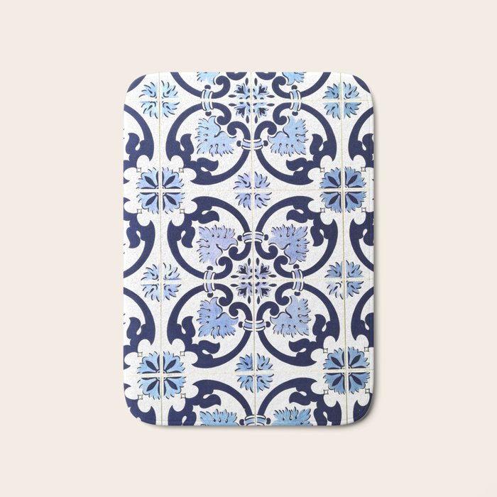 Azulejos, moroccan tiles, Painted tiles, blue, white, portugal Bath Mat Gallery Image 1