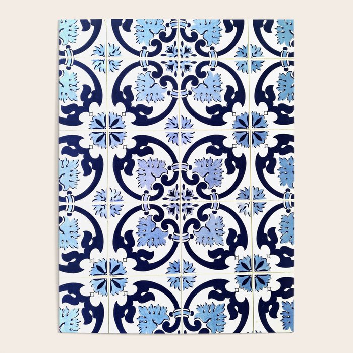 Azulejos, moroccan tiles, Painted tiles, blue, white, portugal Poster Gallery Image 4