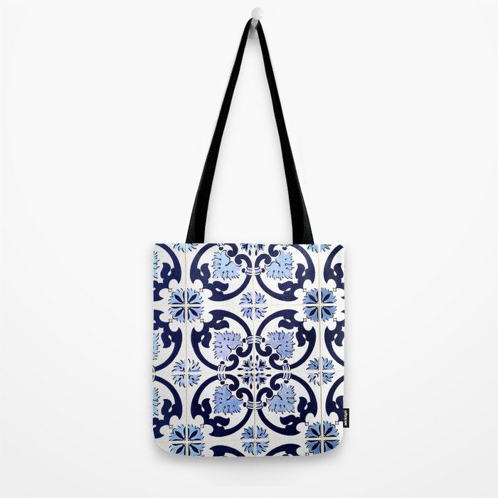 Azulejos, moroccan tiles, Painted tiles, blue, white, portugal Tote Bag Gallery Image 2