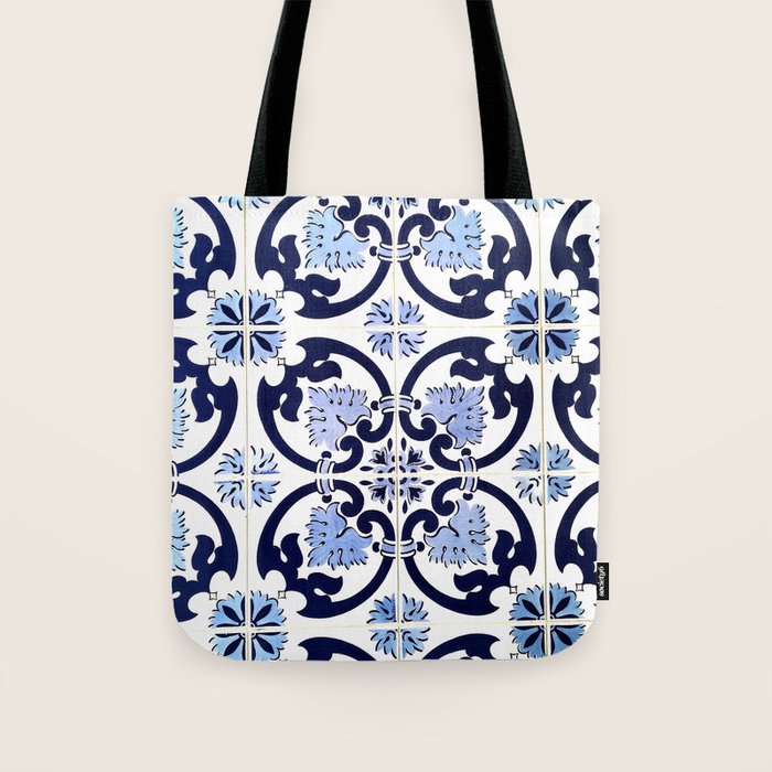 Azulejos, moroccan tiles, Painted tiles, blue, white, portugal Tote Bag Gallery Image 1