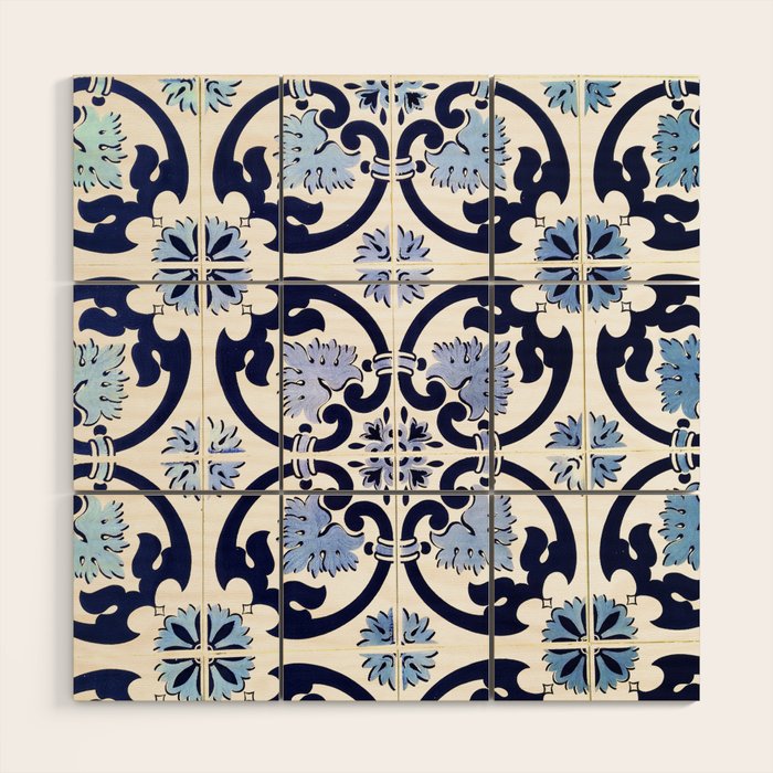 Azulejos, Moroccan Tiles, Painted Tiles, Blue, White, Portugal Wood Wall Art