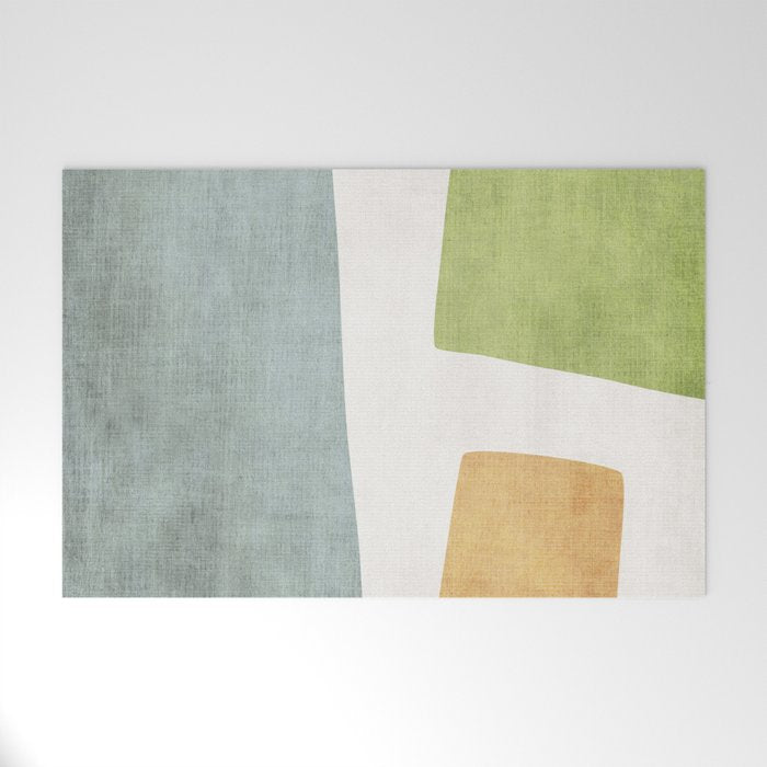 Organic Shapes Modern Colors Linen Artwork Welcome Mat Gallery Image 1