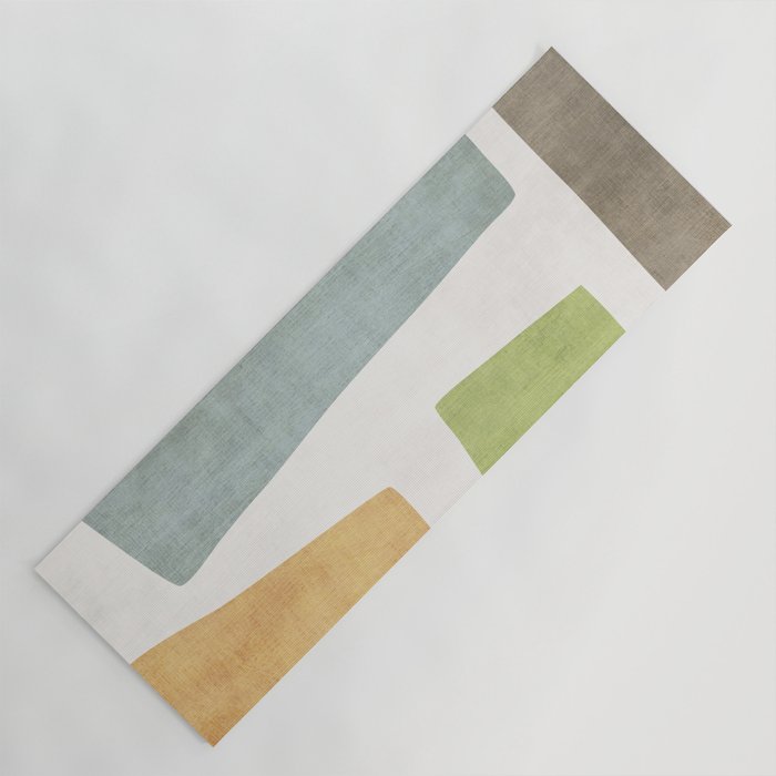 Organic Shapes Modern Colors Linen Artwork Yoga Mat Gallery Image 1
