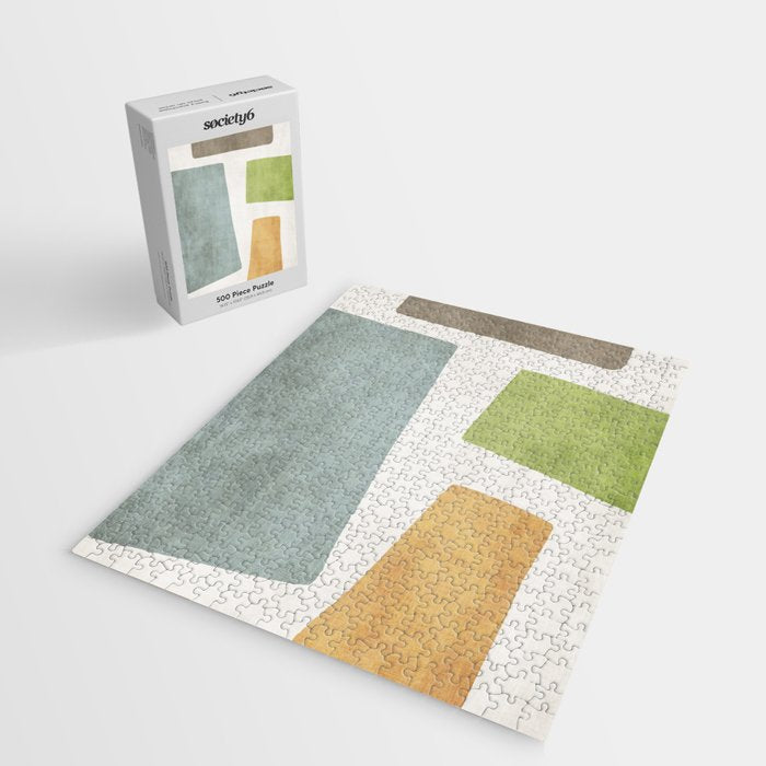 Organic Shapes Modern Colors Linen Artwork Jigsaw Puzzle Gallery Image 2