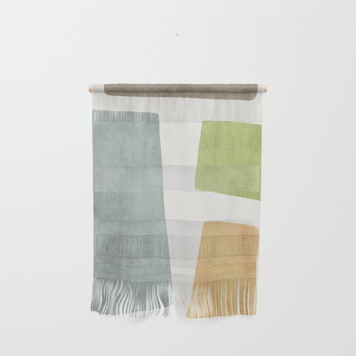 Organic Shapes Modern Colors Linen Artwork Wall Hanging Gallery Image 1
