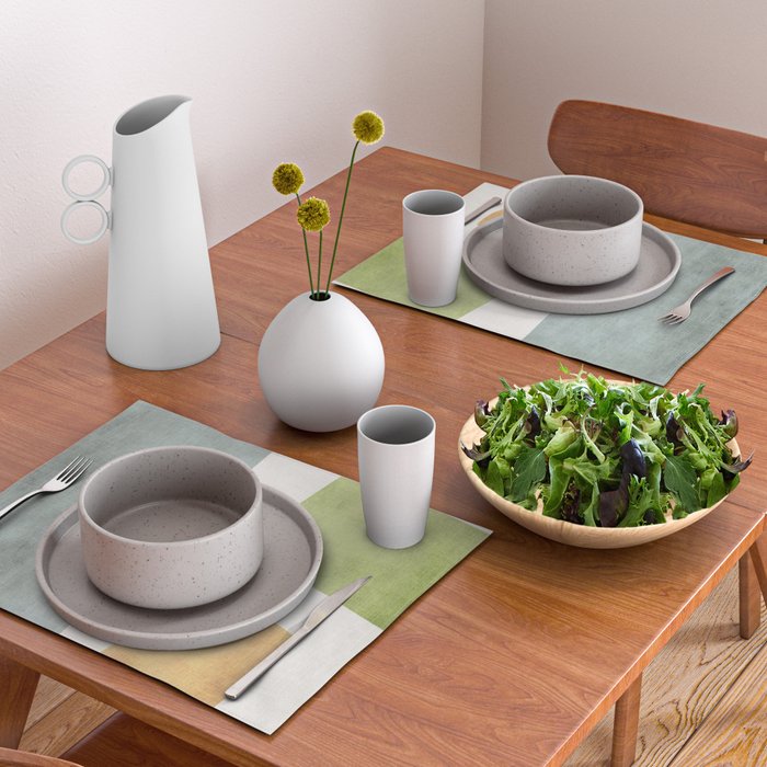 Organic Shapes Modern Colors Linen Artwork Placemat Gallery Image 2