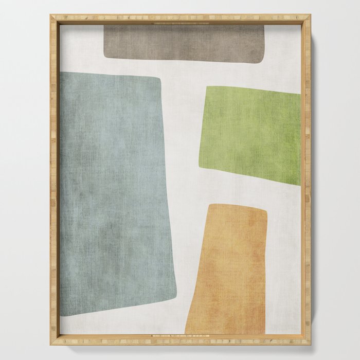 Organic Shapes Modern Colors Linen Artwork Serving Tray Gallery Image 1
