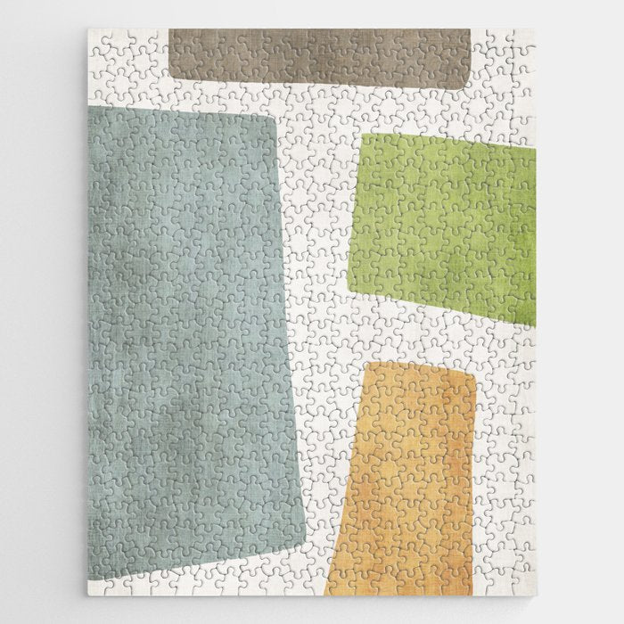 Organic Shapes Modern Colors Linen Artwork Jigsaw Puzzle Gallery Image 1