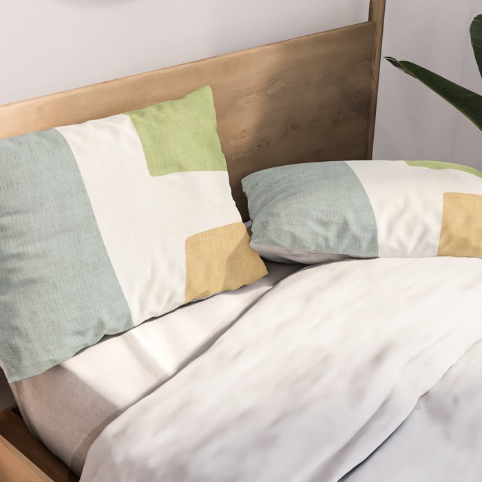 Organic Shapes Modern Colors Linen Artwork Pillow Sham Gallery Image 2