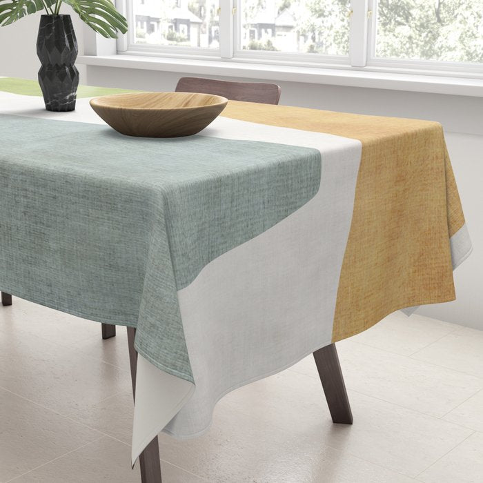Organic Shapes Modern Colors Linen Artwork Tablecloth Gallery Image 3