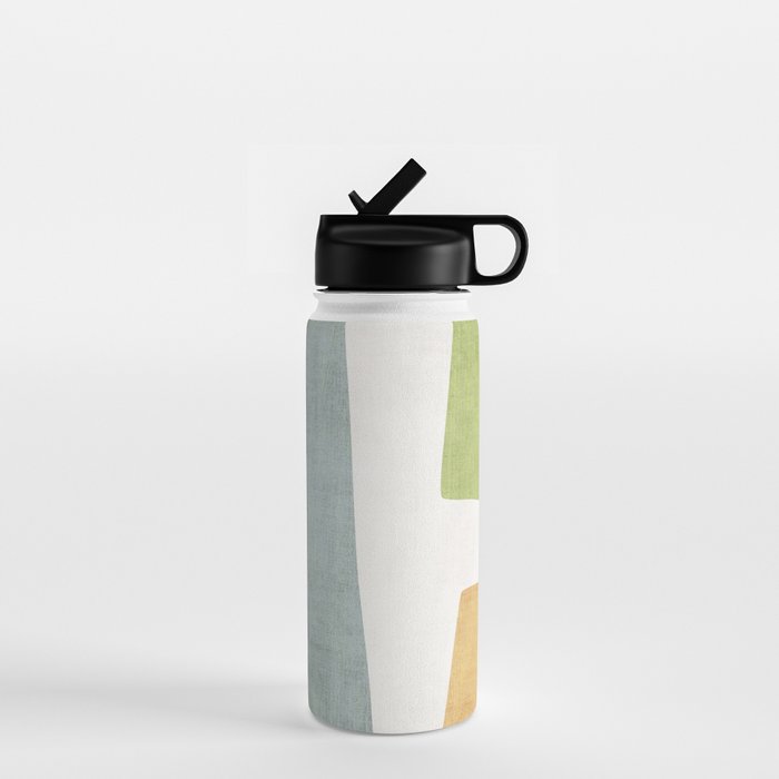 Organic Shapes Modern Colors Linen Artwork Water Bottle Gallery Image 1