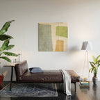 Organic Shapes Modern Colors Linen Artwork Wood Wall Art Gallery Image 2