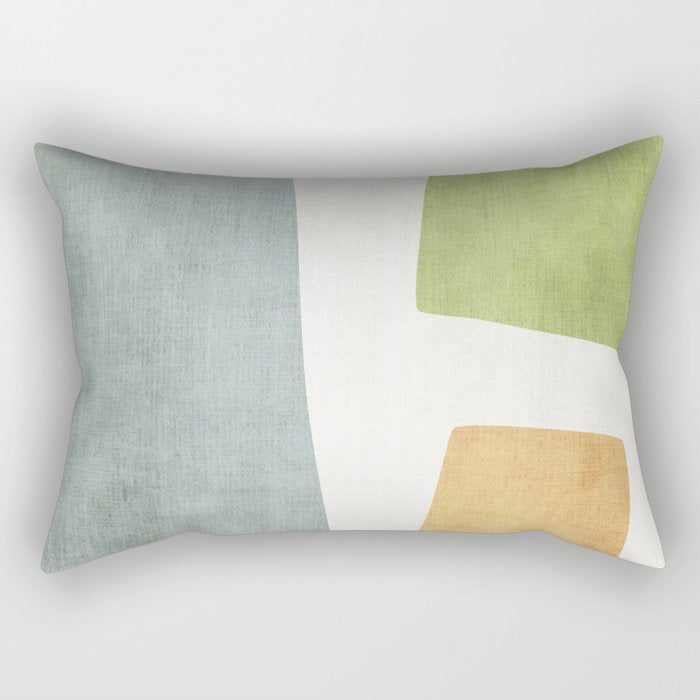 Organic Shapes Modern Colors Linen Artwork Rectangular Pillow Gallery Image 1