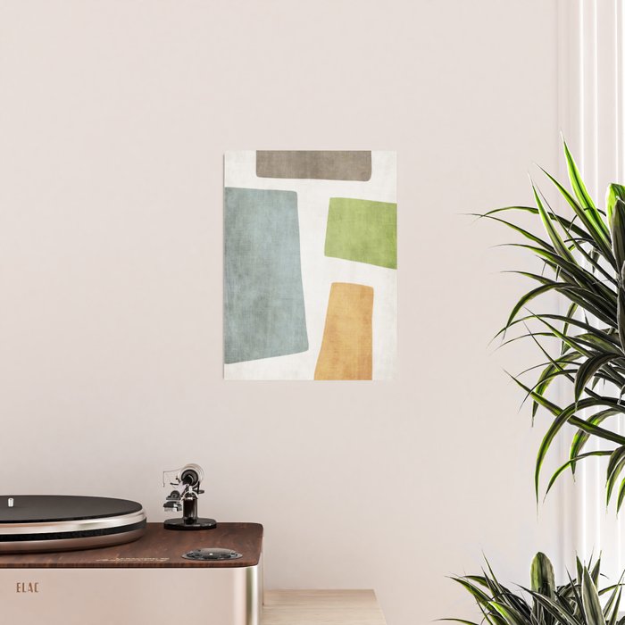 Organic Shapes Modern Colors Linen Artwork Poster Gallery Image 2