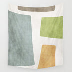 Organic Shapes Modern Colors Linen Artwork Wall Tapestry Gallery Image 4